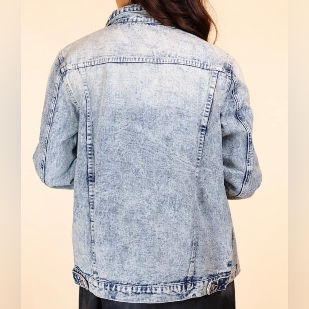 πβ€οΈ NEW Gracie Relaxed Fit Denim Curvy Plus Jean Jacket Size 3X - Picture 3 of 3